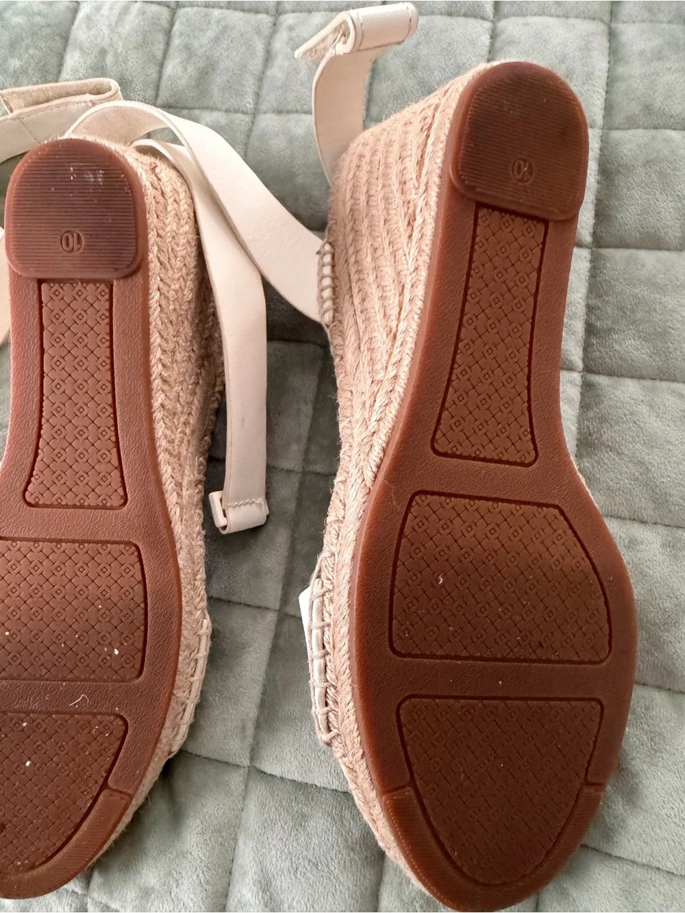 Tory Burch Cream Leather Espadrille Slingback Sandals